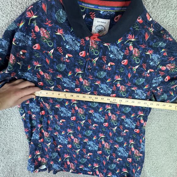 A Fish Named Fred Polo Shirt Mens 3XL Tropical Print Short Sleeve Fresco Freddy - Picture 11 of 14